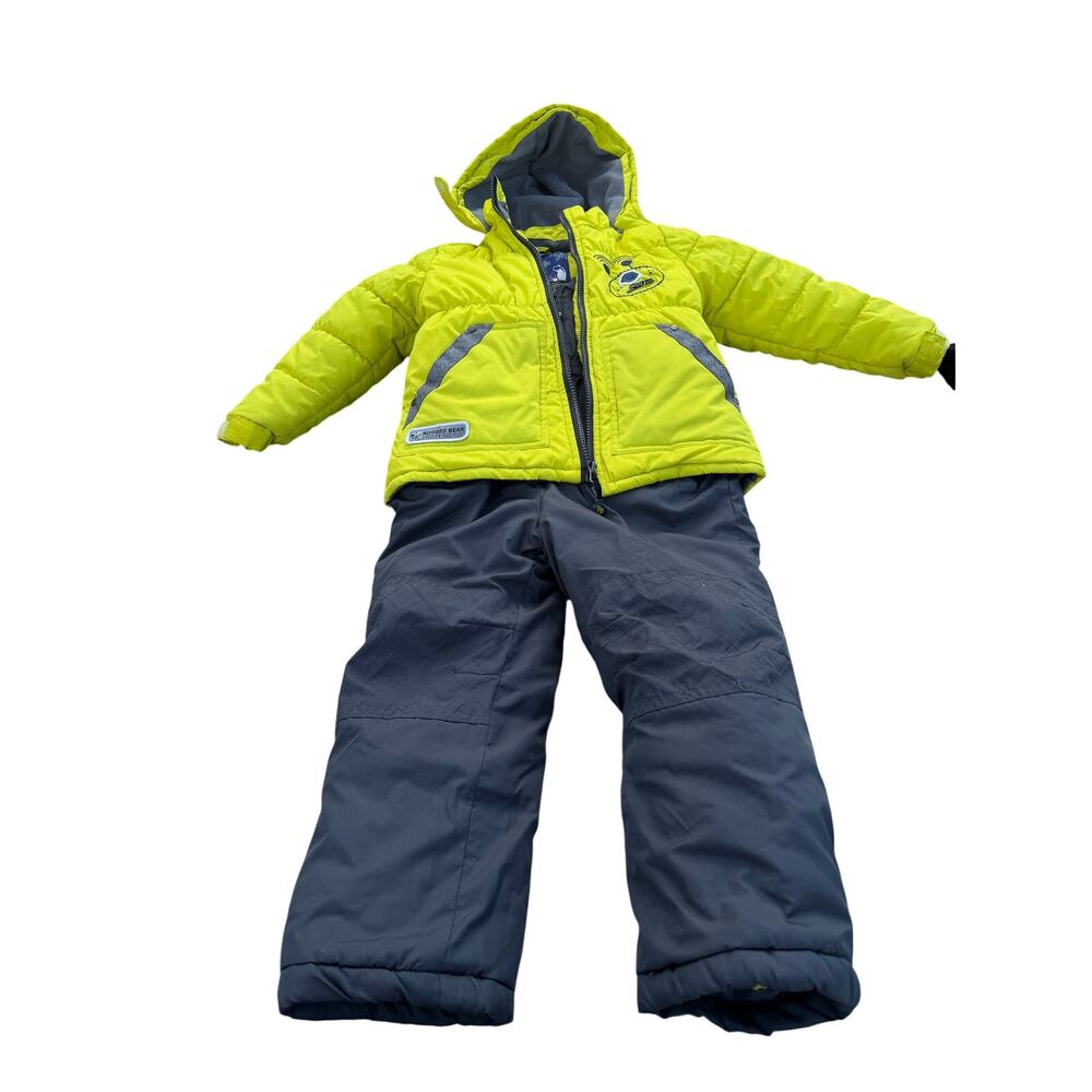 Rugged Bear Boy's Coat and Snowpants Set - Yellow/Gray - Size 4/5